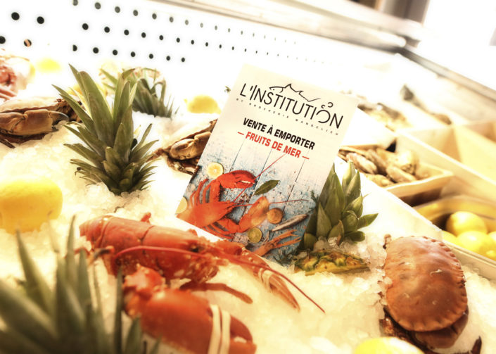 La vente à emporter, fruits de mer à emporter au Restaurant L'Institution by Brocherie Mandelieu à Juan-les-Pins